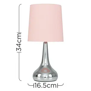 Chasse Metal Table Lamp (Set of 2) Chrome Base / Dusky Pink Shade / Not Included