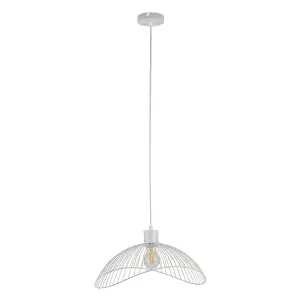 Luminosa Modern Hanging Pendant Black Matt 1 Light  with White Matt Shade, E27