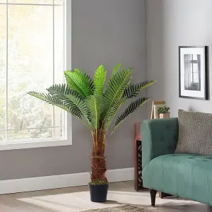 Artificial Plant Artificial Fern Tree House Plant Indoor Outdoor Decorative Plant In Black Plastic Pot