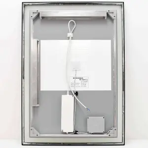 500 x 700mm IP44 MATT BLACK LED Bathroom Mirror & Demister Tunable White Border