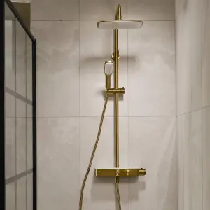 Triton Showers Matt Gold effect Surface-mounted Diverter Thermostat temperature control Mixer Shower