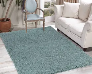 Modern Extra Large Small Soft 5cm Shaggy Non Slip Bedroom Living Room Carpet Runner Area Rug - Duck Egg 120 x 170 cm