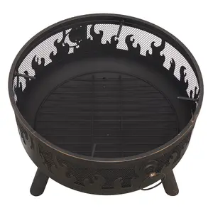 Premium Round Fire Pit Wood Burner and BBQ Grill for Outdoor Gatherings