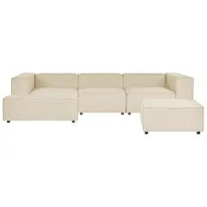 Corner Sofa with Ottoman APRICA Beige Right Hand