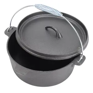 Black Cast Iron Dutch Oven Sauce Pan with Handle for Camping