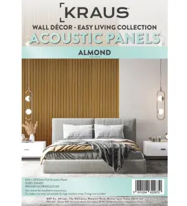 Kraus Almond Easy Living Acoustic Slat Wall Panel (L) 240cm x (W) 60cm - Single - Sample Size Available