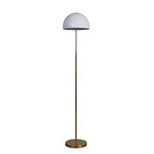 ValueLights Dargai Contemporary Gold & White Mushroom Floor Lamp - Includes 6w LED Golfball Bulb 3000K Warm White