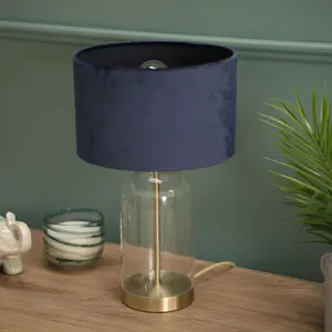 Glass Desk Lamp Gold / Navy