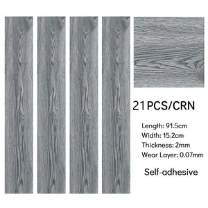 Set of 21 Grey Wood Effect Self Adhesive Vinyl Plank PVC Flooring Waterproof Covering 3m²