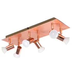 ValueLights Consul Copper Ceiling Bar Spotlight and GU10 Spotlight LED 5W Warm White 3000K Bulbs