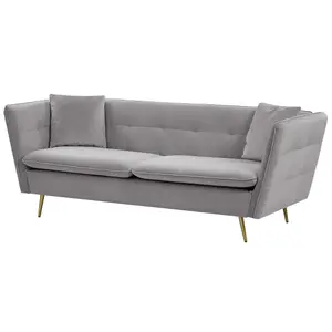 3 Seater Velvet Sofa Grey FREDERICA