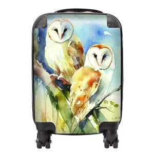 Barn Owls Watercolour Suitcase - Small