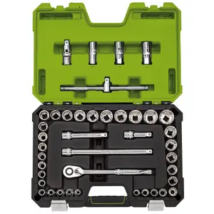 Draper Expert MM/AF Combined Socket Set, 1/2" Sq. Dr., Green 41 Piece 4465