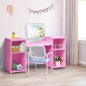 Costway 2 In 1 Kids Vanity Table Children Dressing Table Set w/ Mirror & Storage Shelves