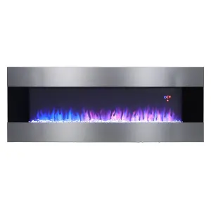 Electric Fire Fireplace Wall Mounted Heater 6 Flame Colors with Remote Control 60 Inch