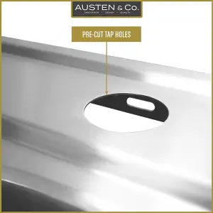 Austen & Co. Napoli Stainless Steel Inset Reversible 1.5 Bowl Kitchen Sink With Drainer. Lifetime Guarantee, Fast Delivery