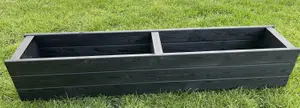 Large Wooden Black Trough Planter Garden Rectangular Window Box Fully Assembled 1100mm