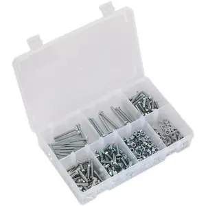 Comprehensive 444 Piece M5 Metric Setscrew Nut and Washer Assortment in High Tensile Steel