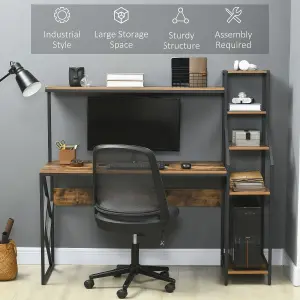 HOMCOM Computer Desk with Shelves Home Office Study Table for Small Spaces