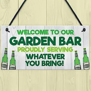 Red Ocean Funny Garden Bar Sign Welcome Home Bar Sign Garden Shed Summerhouse Plaque Home Decor Friendship Gift