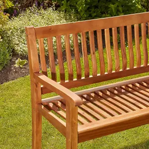 Acacia Hardwood 3-Seater Garden Bench, Water Resistant Furniture for Outdoor Patio & Decking, L149.5 x W62.5 x H90cm