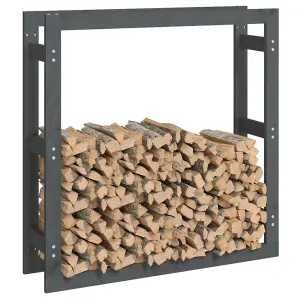 Berkfield Firewood Rack Grey 100x25x100 cm Solid Wood Pine