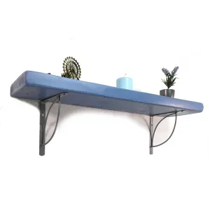 Wooden Rustic Shelf with Bracket TRAMP 220mm 9 inches Nordic Blue Length of 200cm