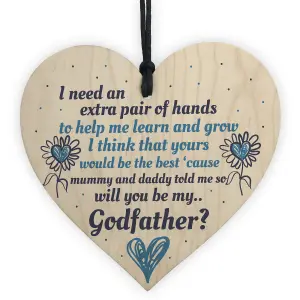 Red Ocean GODMOTHER GODFATHER Will You Be My Godfather Wooden Heart Plaque Goddaughter Godson Christening Asking Gifts