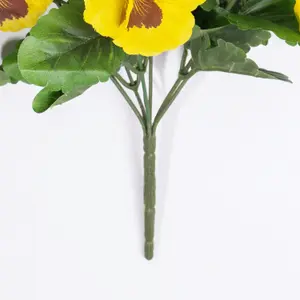 Blooming Artificial - 28cm / 1ft Yellow Artificial Pansy Bush Multi-Pack