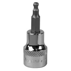 Sealey Ball-End Hex Socket Bit 4mm 3/8" Square Drive Chrome Plated Tool SBBH002