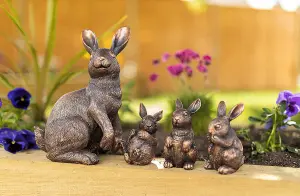 4pc Rabbit Garden Ornament Set Hare Statues