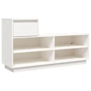 Shoe Cabinet White 110x34x61 cm Solid Wood Pine