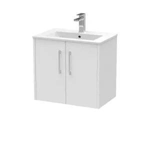 Juno 600mm Wall Hung Single Vanity Unit White Ash