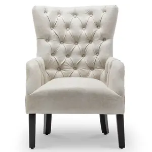 Faux Leather Suede Cream Gabriella Accent Chair