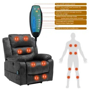 Electric Power Lift Recliner Chair Single Sofa with Massage and Heat and 2 Side Pockets and USB Ports