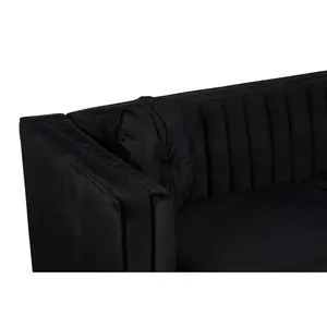 Interiors by Premier Farah Three Seater Black Velvet Sofa