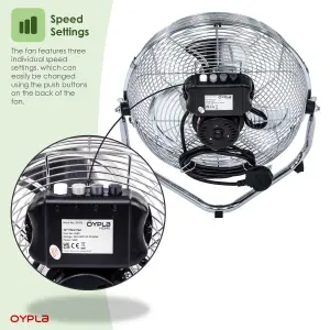 Oypla Electrical 12" Inch Chrome 3 Speed Floor Standing Gym Fan Hydroponic