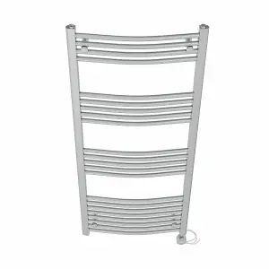 Right Radiators Prefilled Thermostatic Electric Heated Towel Rail Curved Ladder Warmer Rads - Chrome 1400x600 mm