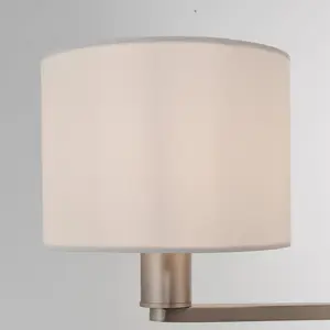 Donovan Nickel Plate and Vintage White Faux Silk Shade 3 Light Ceiling Pendant