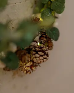 Hanging Pre-Lit Wreath with Pinecones & Sage