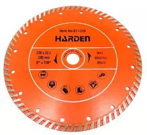 HARDEN 611326, Diamond blades disc 230mm turbo type for stone concrete ceramic brick