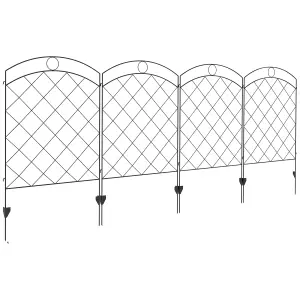 Outsunny 4PCs Decorative Garden Fencing 43in x 11.4ft Steel Border Edging