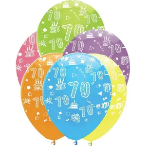 Creative Party Latex 70th Balloons (Pack of 6) Multicoloured (One Size)