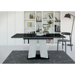 Extendable Dining Table Alekzander Black/Light Grey