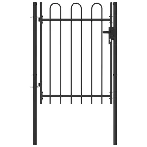 Berkfield Fence Gate Single Door with Arched Top Steel 1x1.2 m Black