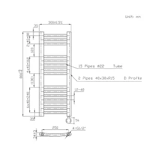 Right Radiators Prefilled Thermostatic Electric Heated Towel Rail Curved Bathroom Ladder Warmer - Chrome 800x300 mm