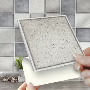 Stick and Go Self Adhesive Stick On Tiles Grey Speckle Mix 4" x 4" Box of 18 Apply over any tile, or directly on to the wall