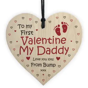 To My First Valentine My Daddy Wood Heart Valentines Gift From Bump Daddy Gift