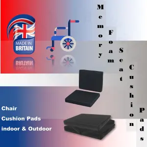 Single Chair Memory Foam Cushion Pad - Wheelchair, Garden Seat, Home, Office, Car Seat, Floor Seating - 4 inches Thick