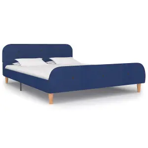 Berkfield Bed Frame Blue Fabric 135x190 cm 4FT6 Double